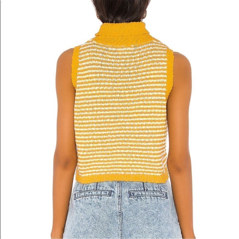 REVOLVE Callahan Gold & White Striped Sleeveless Turtleneck Liv Sweater - Picture 2 of 8